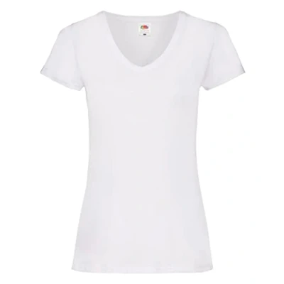 Afbeelding van Fruit Of The Loom Dames Vrouwen Fit Valuegewicht V hals T shirt met korte mouwen (Wit)