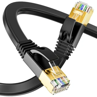 Afbeelding van RJ45 Ethernet kabel, 25 m, Cat 7, afgeschermd, high speed LAN S/FTP, 10 Gbit/s, 600 MHz, 7 internetkabel, weerbestendig, anti interferentie, voor routerschakelaar (25 clips)