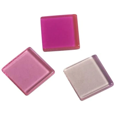Afbeelding van Rayher 1 x cm transparant acryl mozaïek ca. 205 stuks SB doos 50 g mix roze tinten vierkanten kunststof stenen doorschijnend 14540258 M