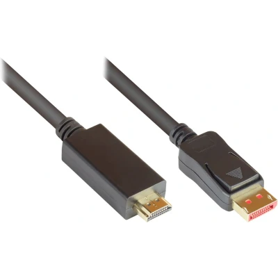 Afbeelding van DisplayPort naar HDMI kabel DP 1.4 / 2.0 (4K 60Hz + HDR) zwart 5 meter