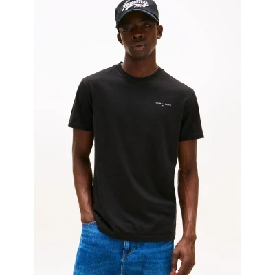 Afbeelding van Tommy Jeans Linear Chest TEE Tshirt basic, Heren, Maat: 48, Black