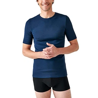 Afbeelding van Damart T shirt met korte mouwen klassiek gebreid Thermolactyl Heren Blauw XL