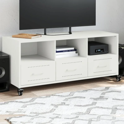 Afbeelding van Tv meubel 100,5x39x43,5 cm koudgewalst staal wit