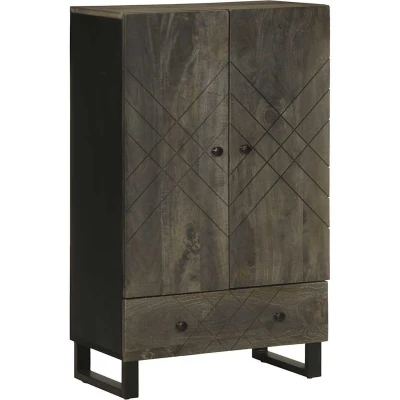 Afbeelding van vidaXL Hoge kast 60x33x100 cm massief mangohout zwart