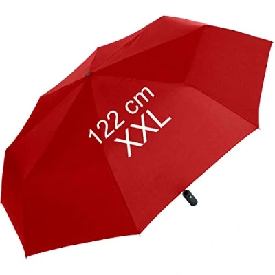 Afbeelding van XXL Zakparaplu met automatisch openen en sluiten Full Class groot canvas van 122 cm, donkerrood,