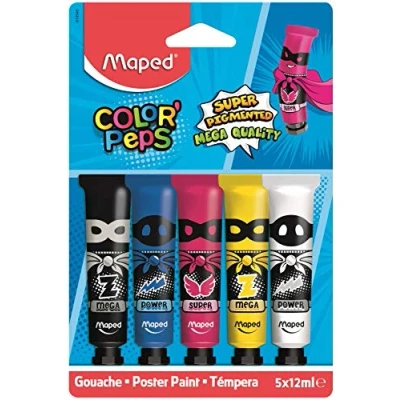 Image de Lot de 5 Tubes Gouache Color&#039; Peps Couleurs Primaires Maped