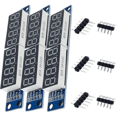 Afbeelding van AZDelivery 3 x MAX7219 LED Module 8 Bit 7 Segment TM1637 Display compatibel met Arduino en Raspberry Pi