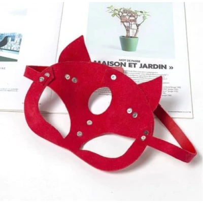 Afbeelding van Luxe Cosplay Masker Rood PU Leer Kat Sexy Masquerade