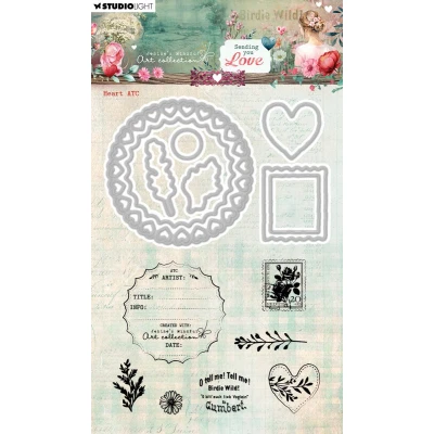 Afbeelding van Stamp &amp; cutting die Heart ATC JMA Sending you love nr. 92