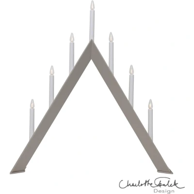 Afbeelding van Star Trading Arrow raamkroonluchter vanStar Trading, kandelaar met 7 gloeilampen E10 warm wit, kerstversiering van hout in beige, kabelschakelaar, lengte: 69 cm