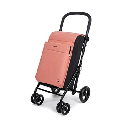 Afbeelding van Carlett Urban Family Boodschappentrolley Tasinhoud 62L Koelvak 12L 4 wielen Lichtgewicht Opvouwbaar Zalmroze