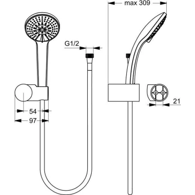 Afbeelding van Ideal Standard Idealrain badset: doucheslang 125cm, handdouche 3