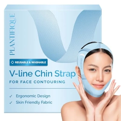 Afbeelding van PLANTIFIQUE Kinriem voor gezichtscontour, herbruikbaar masker van ijszijden stof, dubbele kin, verstelbaar, ademende kaakvormend mannen en vrouwen