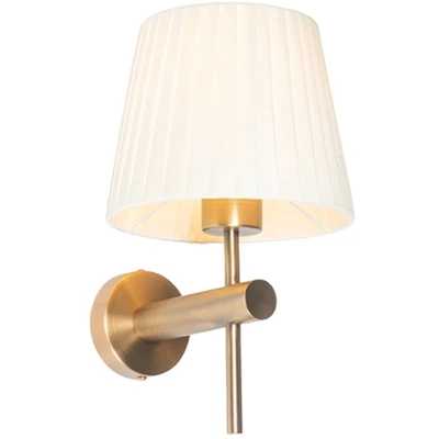Afbeelding van QAZQA Moderne wandlamp wit met brons Pluk