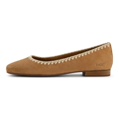 Afbeelding van TOMS Briella Ballerina&#039;s voor dames, Decoratieve steek van bruin suède