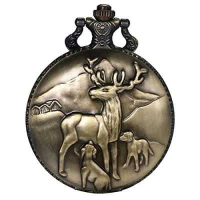 Afbeelding van JewelryWe Vintage We are All Mad Here zakhorloge met medaillon hanger en ketting voor Moederdag, Eland