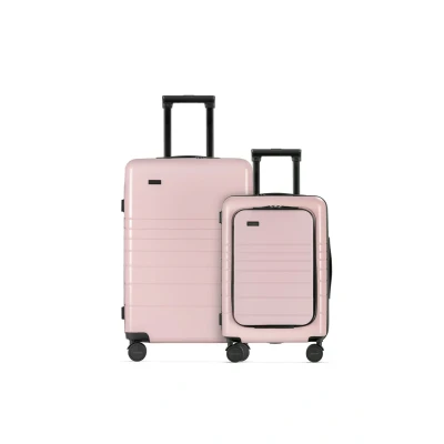 Afbeelding van ETERNITIVE koffer I Handbagage van polycarbonaat en ABS Harde met TSA slot 360 rolkoffer, Roze, Set 2 koffers (S+M)