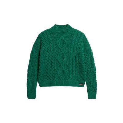 Afbeelding van Superdry ARAN Cable Trui, Dames, Maat: 36, Pine green