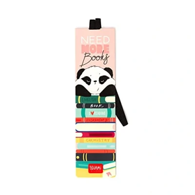 Image de Legami Marque page avec élastique, 4,7 x 17,5 cm, en papier certifié FSC®, Thème Panda, tient le Sengo et livre fermé
