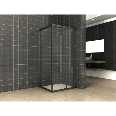 Afbeelding van Wiesbaden skyline zijwand 800x2000 mat zwart 8mm NANO voor schuifbare nisdeur