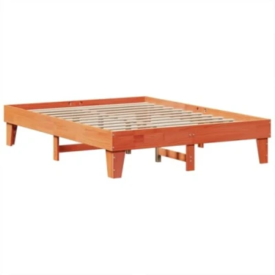 Afbeelding van Bed met matras massief grenenhout wasbruin 140x190 cm