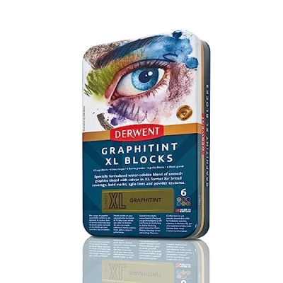 Afbeelding van Derwent Graphitint 2306175 XL blokken, 60 mm, extra groot, wateroplosbaar, ideaal voor schetsen, tekenen en maken van expressieve merken, professionele kwaliteit