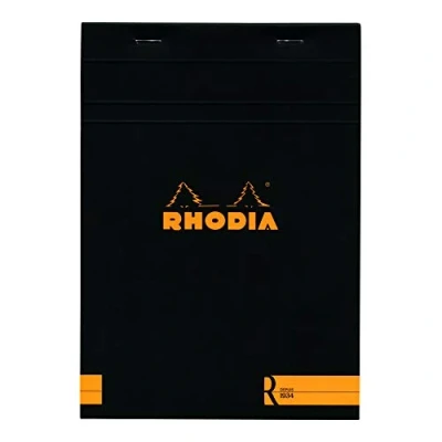 Afbeelding van RHODIA 162012C Notitieblok &quot;de R&quot; nr. 16 zwart A5 14,8 x 21 cm gelinieerd 70 afneembare vellen lichtbruin papier 90 g/m² fluweelzachte omslag Basics