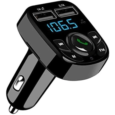 Afbeelding van MKOIJN Bluetooth FM zender voor auto, radio, handsfree, MP3 set, audio speler, autolader met 2 USB poorten (5 V/2,4 A &amp; 1 A)
