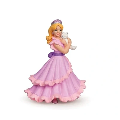 Afbeelding van Papo Verzamelfiguren Prinses met een kat Roze Betoverde wereld Veelkleurig Geschikt voor meisjes en jongens Kinderen vanaf 3 jaar