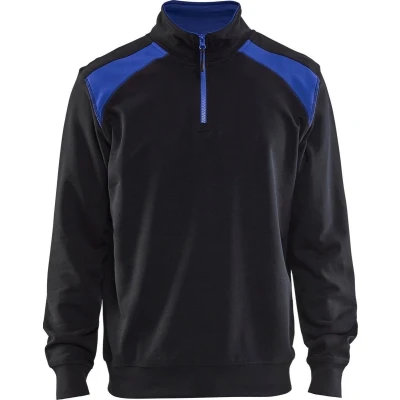Afbeelding van Blaklader Sweatshirt bi colour met halve rits 3353 1158 Zwart/Korenblauw M