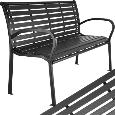 Afbeelding van tectake® Tuinbank Pino Tweezitsbank 126cm breed Eenvoudige montage Weerbestendig zwart