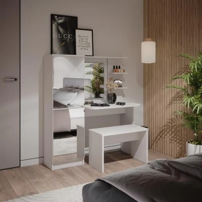 Afbeelding van Vicco Kaptafel Jasmin, Wit, 123 cm met LED verlichting en bank