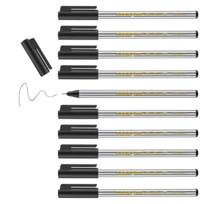 Afbeelding van edding 89 office fineliner EF zwart doosje van 10 stuks ronde punt 0.5 mm water based inkt precies schrijven en ondertekenen op papieren oppervlakken
