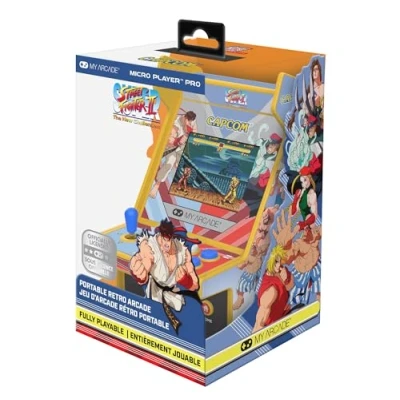 Image de Console rétrogaming Just For Games Micro Player PRO Super Street Fighter II Blanc et Orange