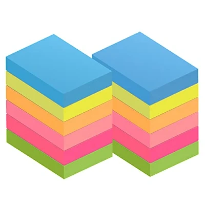 Afbeelding van ZCZN zelfklevende notities, 1200 vellen, 51 x 38 mm, met 6 kleuren, 100 vellen per blok, zelfklevend, geschikt voor memo&#039;s, berichten, herinneringen, 12 blokken
