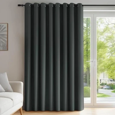 Afbeelding van Deconovo Thermisch Geïsoleerde Verduisterende Gordijnen, 254x242 CM (Breedte x Hoogte), Gordijnen voor Woon en Slaapkamer, Modern Ontwerp met Oogjes, Donkergrijs, 1 Delig