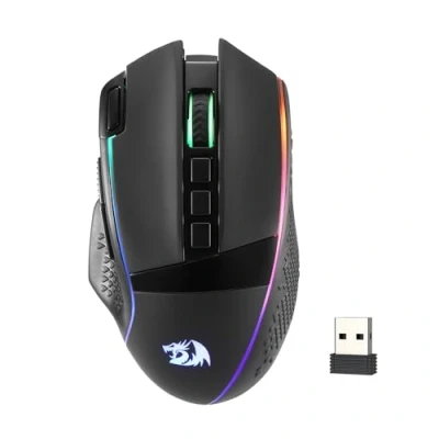 Afbeelding van Redragon M991 Draadloze gamingmuis 19.000 dpi met snelschietknop, 9 macro toetsen, 45 uur continu vermogen en RGB achtergrondverlichting voor pc/Mac/laptop