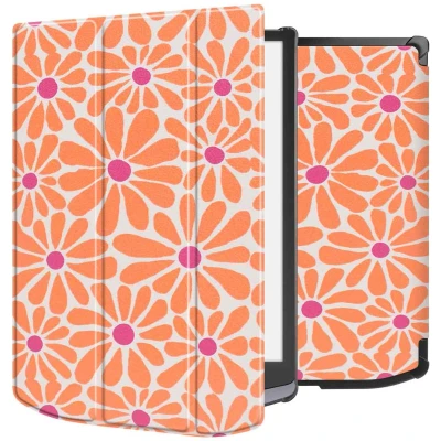 Afbeelding van imoshion Design Trifold Hard Case Sleepcover voor de Pocketbook InkPad X Pro Orange Flowers Connect