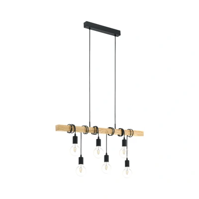 Afbeelding van Eglo Verlichting Hanglamp Townshend 6L zwart/eiken