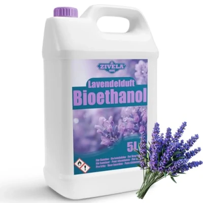 Afbeelding van bio ethanol 96,6% 5 liter biologische alcohol lavendel geur voor open haard, tafelhaard, haard lavendelgeur schone verbranding, rookvrij, heldere