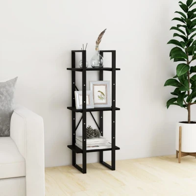 Afbeelding van Boekenkast met 3 schappen 40x30x105 cm massief grenenhout zwart