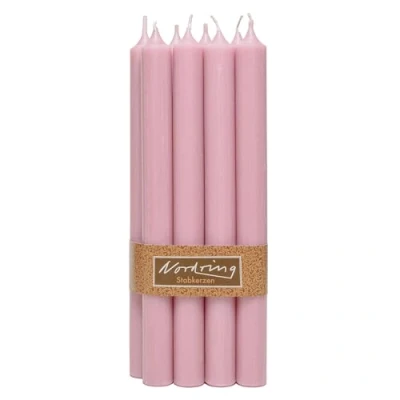 Afbeelding van Nordring Set van 8 rustieke staafkaarsen 2,2 cm x 25 hoog, antiek roze
