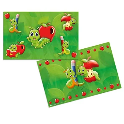 Afbeelding van Herma 19648 Bureauonderlegger voor kinderen van stevig karton Jungle motief 55 x 35 cm antislip, afwasbaar met Fritz der Wurm op en achterkant bedrukt