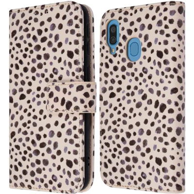 Afbeelding van iMoshion Hoesje Geschikt voor Samsung Galaxy A40 Met Pasjeshouder Design Bookcase smartphone Meerkleurig / Black And White Dots