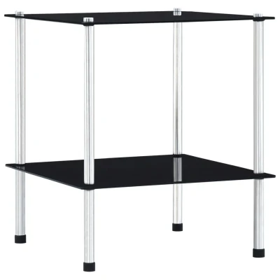 Afbeelding van Kastje 2 laags 40x40x47 cm gehard glas zwart