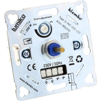 Afbeelding van LED dimmer fase afsnijding 1 200W 230V AC inbouw 4 6mm as
