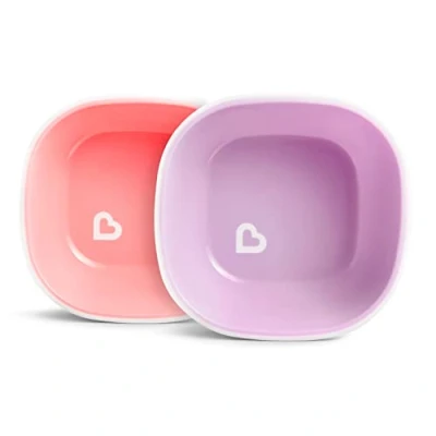 Afbeelding van Munchkin Splash Toddler Bowls Weaning Baby and Children Gemakkelijk schoon te maken en duurzaam veilig 2 verpakkingen Roze &amp; Paars