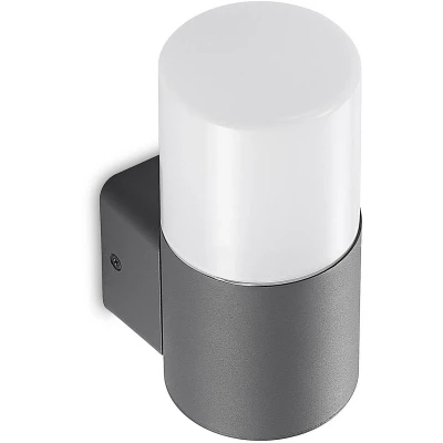 Afbeelding van Lindby Wandlamp buiten 1licht aluminium, kunststof H: 17.2 cm E27 donkergrijs, opaalwit