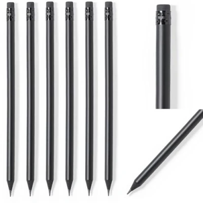 Afbeelding van noTrash2003 5 100 stuks houten potloden zwart mat met gum Black Edition HB voorgesneden, lengte 19 cm, duurzame voordeelset (modern, 25 stuks)