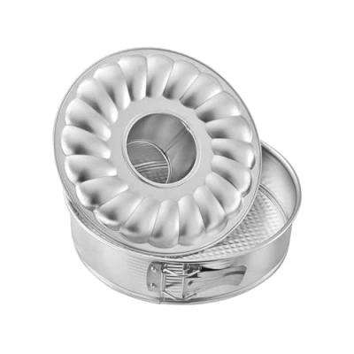 Afbeelding van Zenker 6808 Springvorm en savarin van vertind staal, 2 uitneembare bodems, blik, zilver, 26 cm